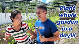 We prepare and plant a whole garden in one day, wife and hubby work together