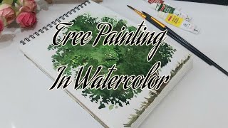 Simple  watercolor tree painting / Easy watercolor  painting for beginners / How to paint a tree