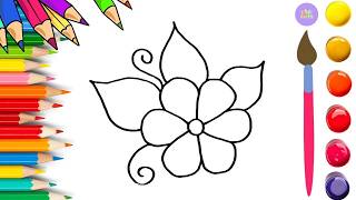 How To Draw cute Flower Drawing, Painting & Coloring For Kids and Toddlers_🌈🎨