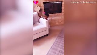 Video: Khloe Kardashian films as daughter True takes her first steps