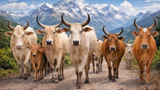 🐄✨ Herding Thousands of Cute, Tame Cows Roaming the Road - Cute Cows. Cow Sounds. Cows Dancing. 3