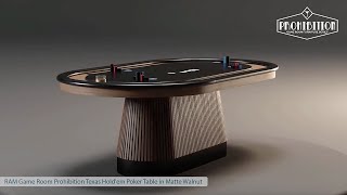 RAM Game Room Prohibition Texas Hold em Poker Table in Matte Walnut at Home Bars USA