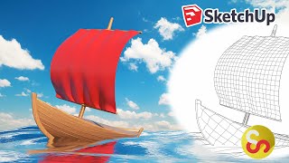 Sketchup Wooden Boat Modeling with SUbD - Timelapse Tutorial