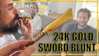 SMOKING A CUSTOM 24K GOLD/ BACKWOOD SWORD BLUNT!!!