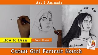 Cutest Girl Portrait Sketch | art2animate