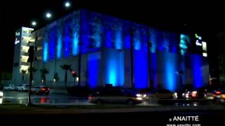 Hyatt Place Bayamon parking garage graphics with projection lighting effects