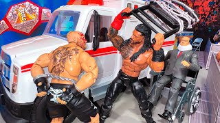 Roman Reigns vs Brock Lesnar Ambulance Action Figure Match - Hardcore Championship