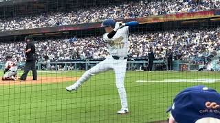 Amazing seats view of Shohei Ohtani pre at bat warm up routine. Follow for more Ohtani/Dodgers