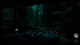 Tranquil Rain Sounds by an Early Summer Garden Cabin 🌧 (No Ads) | Dark Bedroom Sounds for Deep Sleep