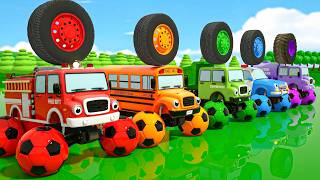 Giant Colorful Trucks! | Find the Right Wheel! | Learn Colors and Shapes for Kid | Nursery Rhymes