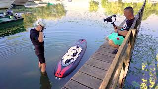 Electric Surfboard CARVER -Tisza Kormorán kikötő. Werk film.