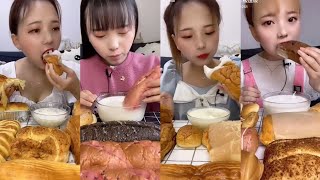40mins: 瑞宝- DIPPING BREAD into MILK & YOGHURT || *Subtitled* ASMR Chinese Dessert Mukbang 디저트 먹방 吃播