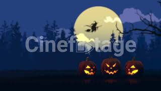 Halloween themed background with pumpkins and witch stock footage | stock video | Cinefootage