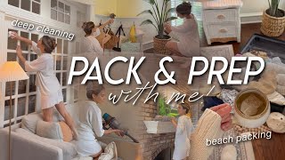 PACK & PREP WITH ME | deep cleaning our house, organizing, & packing for a family beach trip 🫧