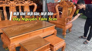 Thoroughly Dryed Before Finishing / Minh Quoc Dao 12-Column Red Sandalwood Chair Set with 3cm Sol...