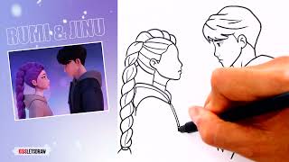 Cómo dibujar a RUMI y JINU Juntos ❤️ | Las Guerreras K-Pop
