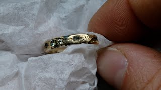 Handmade battered and bruised wedding ring - explained version