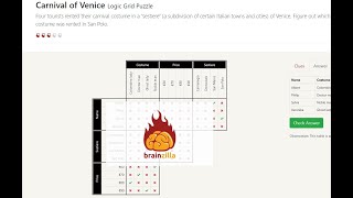 Carnival of Venice - Logic Grid Puzzle -  Walkthrough