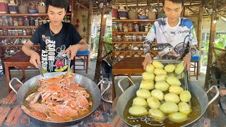 Fry crab creamy, Mango fry sauce, Bitter gourd cook egg | Chef Ny's cooking video | Amazing cooking