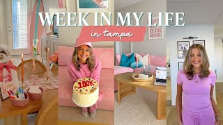 FLORIDA WEEK IN MY LIFE 🏠🌴🩷productive days in my life as a wfh girl: 100K, workouts, meals, hosting