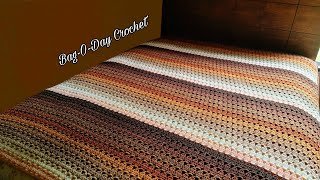 Easy Crochet Blanket | Quick Easy Crochet Afghan | Bag O day Crochet Tutorial