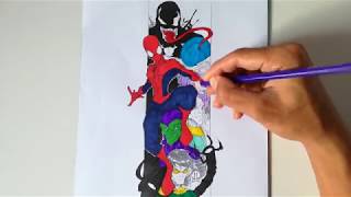 SPIDER-MAN WITH Team Villains | Spider-Man Coloring Pages | SAILANY Coloring Kids