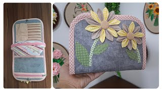 Easy Way to Sew a patchwork Bag for a gift : Easy Tricks for Sewing a stylish  patchwork makeup_ bag