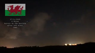 Fast version: 27/11/2025 S Wales UK- Aurora activity on horizon following red alert @ 20:30 CAM2