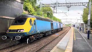 HST power cars on route learning for Lumo at Falkirk high.