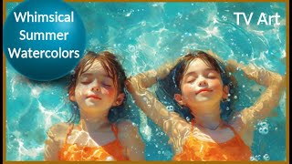 Whimsical Summer Watercolor TV Art | Art TV Screensaver Meditation | Art on your Television