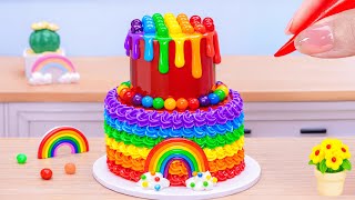 How to Make Rainbow Cake Recipe With Chocolate🌈Beautiful & Satisfying🍫By HT Mini Cakes