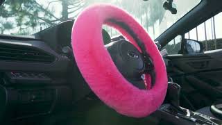 CARBELLA Hot Pink Plush Faux Wool Steering Wheel Cover—Installation Guide