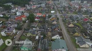 Flight Over Small Town With Rotation Left 3 - Free Video Footage