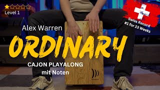 🌘 Spiele ORDINARY von Alex Warren | Cajon lernen – mit Noten! | Level 1 | Cajon Playalong