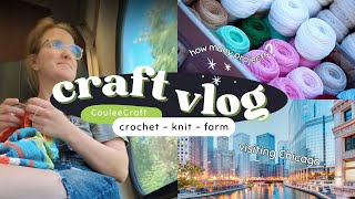 Craft Vlog: Travel knitting crochet projects visiting Chicago | mesh tank top, socks, knit dress