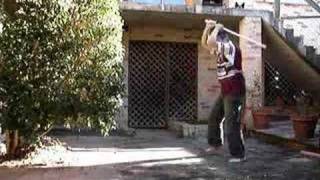 Swordplay Training to music whilst my dog looks on confused