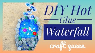 Easy Hot glue waterfall | how to make hot glue waterfall | diy hot glue gun craft | Craft Queen