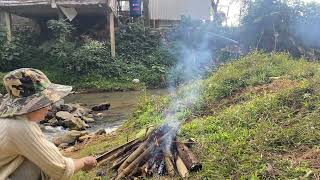 You’re by a Cozy Fire Pit Beside the Stream | Crackling Fire & Flowing Water