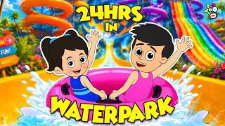 Living 24 Hours In Waterpark | 24 Hours Challenge | Cartoon | Hindi Kahaniya |PunToon Kids Hindi