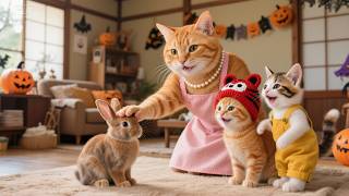 Cat Family Finds a Crying Lost Bunny... A Heart-Melting Ending! ❤️| Halloween Rescue Mission 🎃