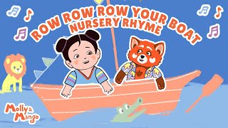 Row Row Your Boat 🚤  Molly & Mango Nursery Rhyme with Red Panda Guitar Solo 🎸