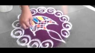 Make diya rangoli design for diwali