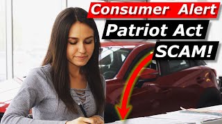 Car Dealer Scams: Paying Cash for New Car? Patriot Act Scam