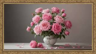 Elegant Pink Roses in Vase | Romantic Floral Art for Relaxation and Home Decor