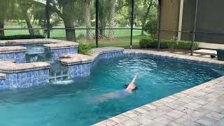 Hazel swimming backstroke