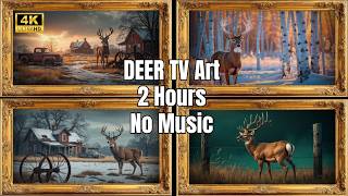 Frame Art TV Without Music : Wildlife Art l Rustic Deer Scenes 4K