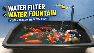 How to make a filter for fish tank with water fountain at home | Mini koi pond filter DIY