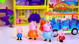 Peppa Pig Family Toy set play in the weekend at the beach and The Day at School | Amazing Story