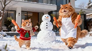 Ginger is SHOCKED! 😱🙀 He Turned Into a Snowman!, BUT Watch Mama Cat's Heartwarming Rescue! ❄️❤️