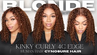 Super Natural Hairline & Pretty Blonde Highlights 8x5 4c Edges Curly Wig | Cynosure Hair